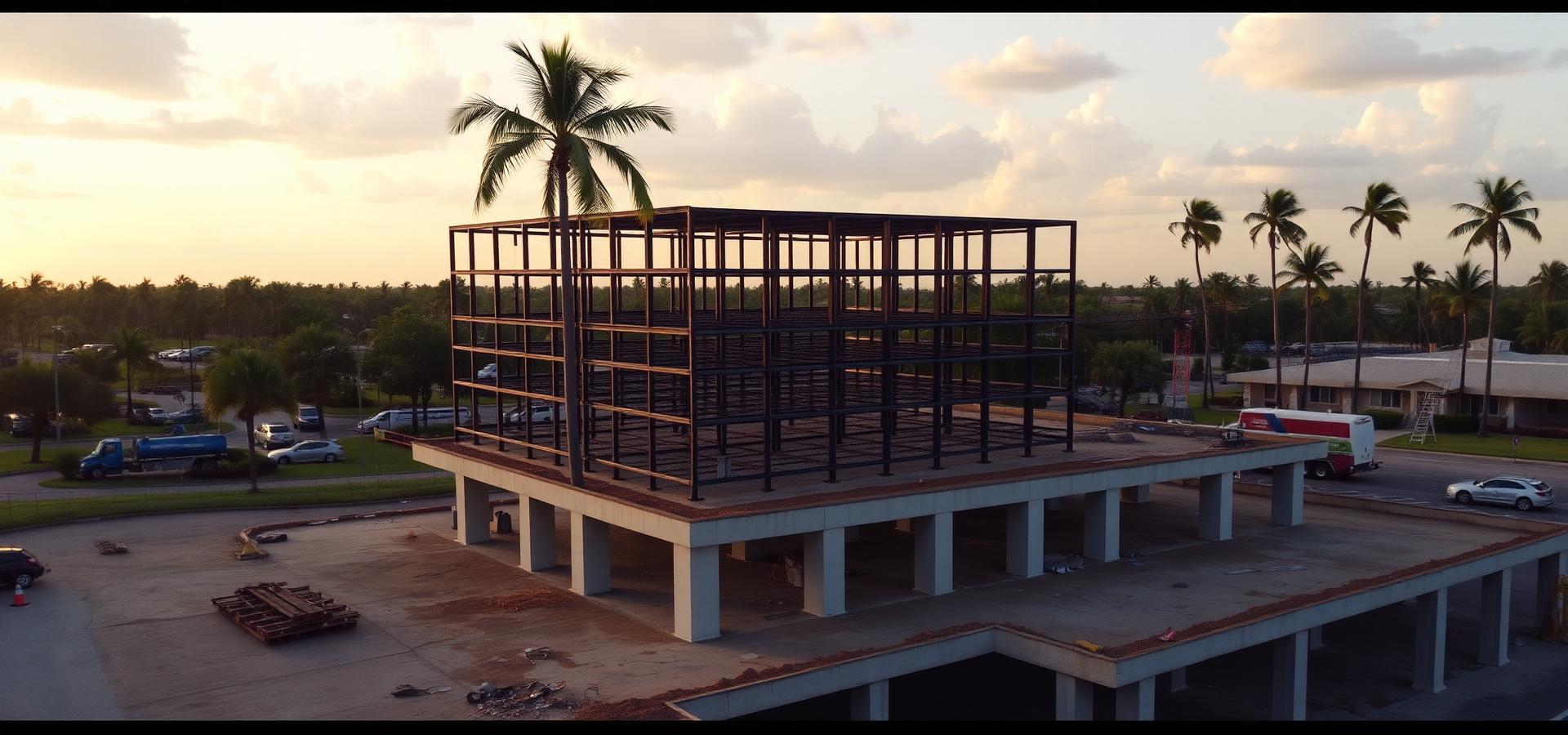 Aerial view of Florida commercial construction site
